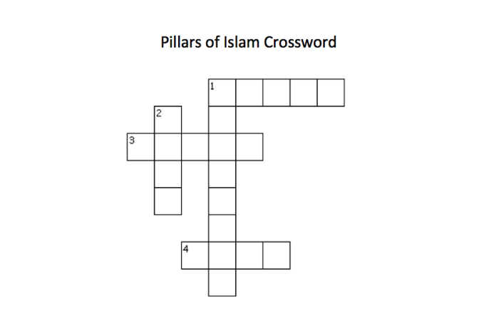 Religion with five pillars crossword