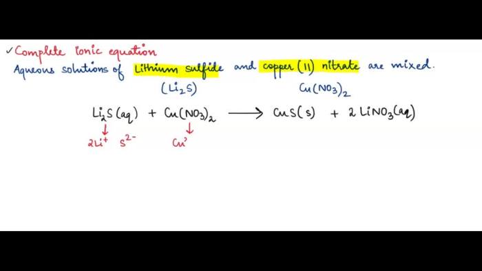 Lithium sulfide and copper ii nitrate