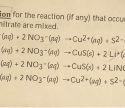 Lithium sulfide and copper ii nitrate