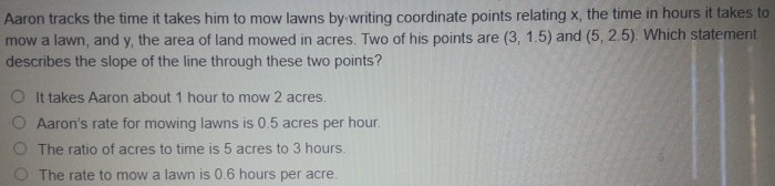 Aaron tracks the time it takes him to mow lawns