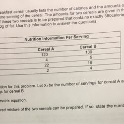 A box of cereal states that there are 90 calories