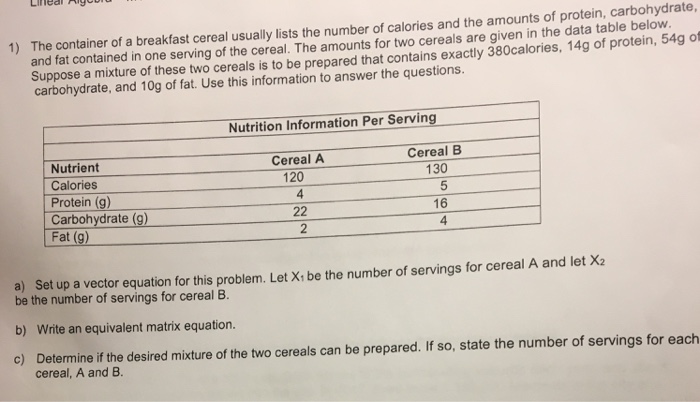 A box of cereal states that there are 90 calories