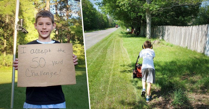 Aaron tracks the time it takes him to mow lawns